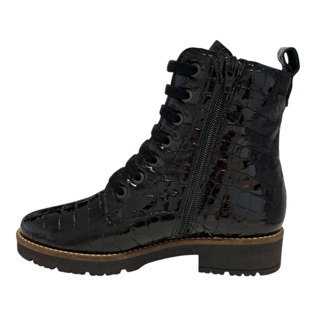 Pitillos Black Patent Croc Print Boots 11.774