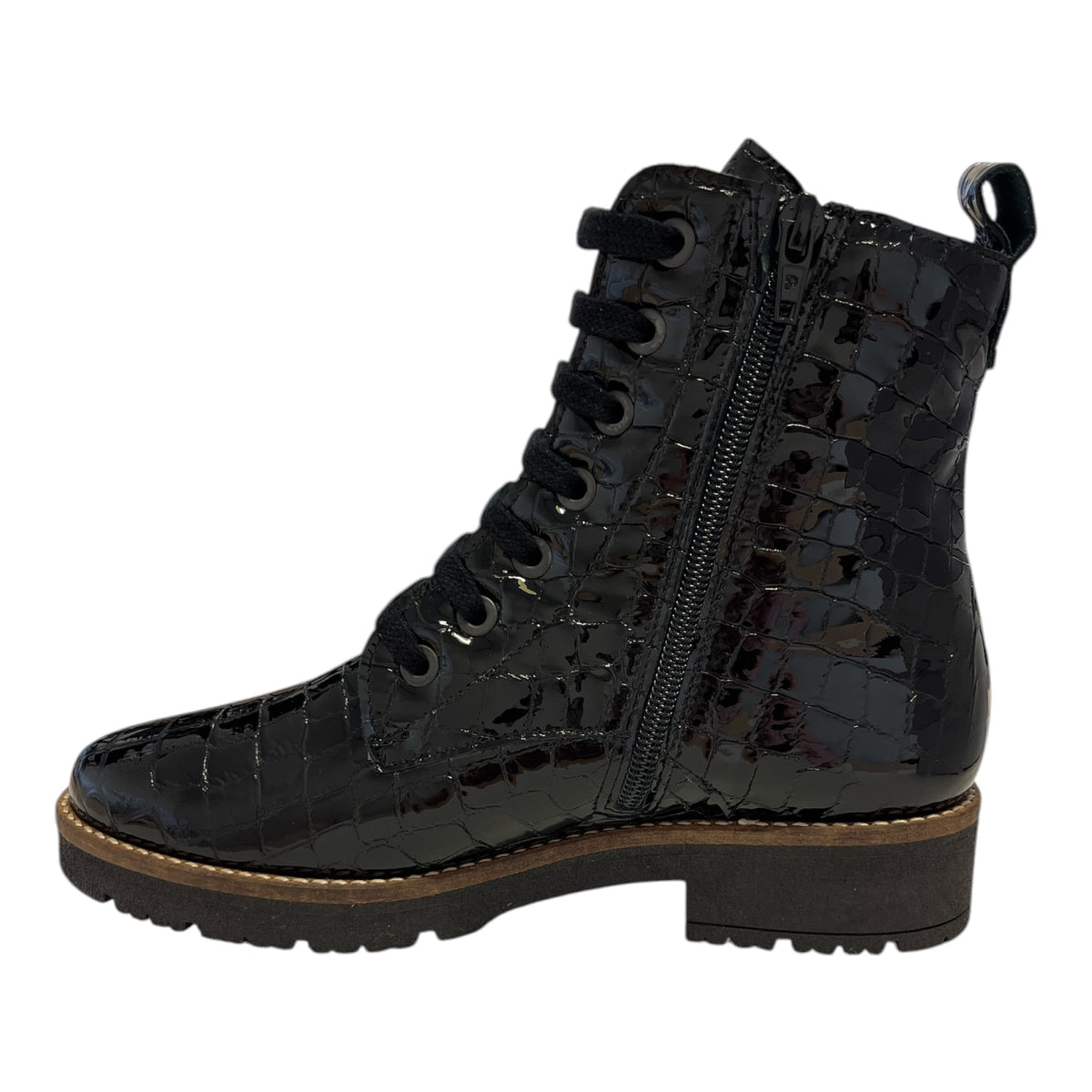 Pitillos Black Patent Croc Print Boots 11.774