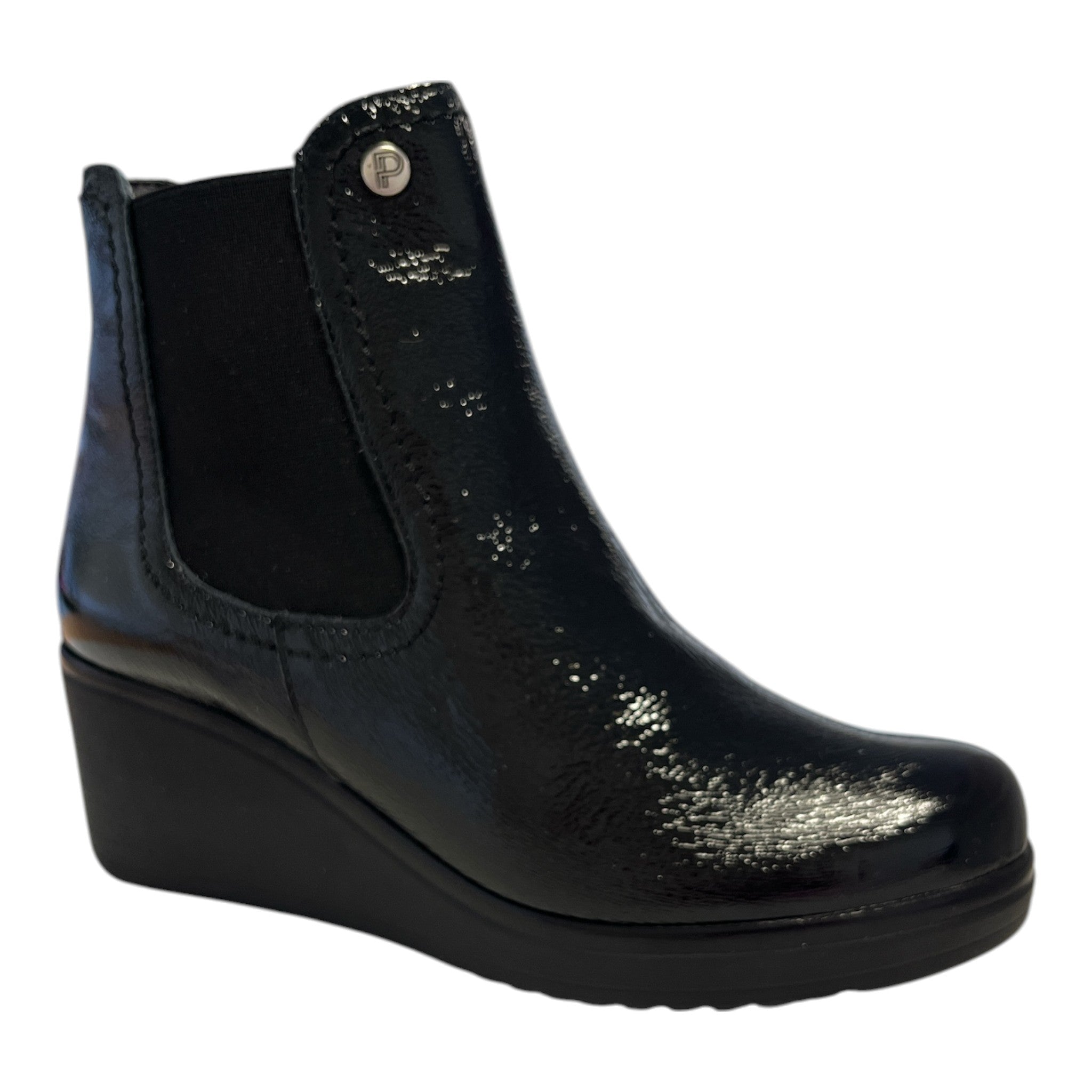 Pitillos Black Leather Wedge Boots 11.536