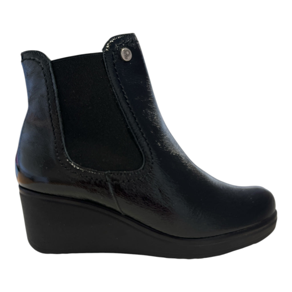 Pitillos Black Leather Wedge Boots 11.536
