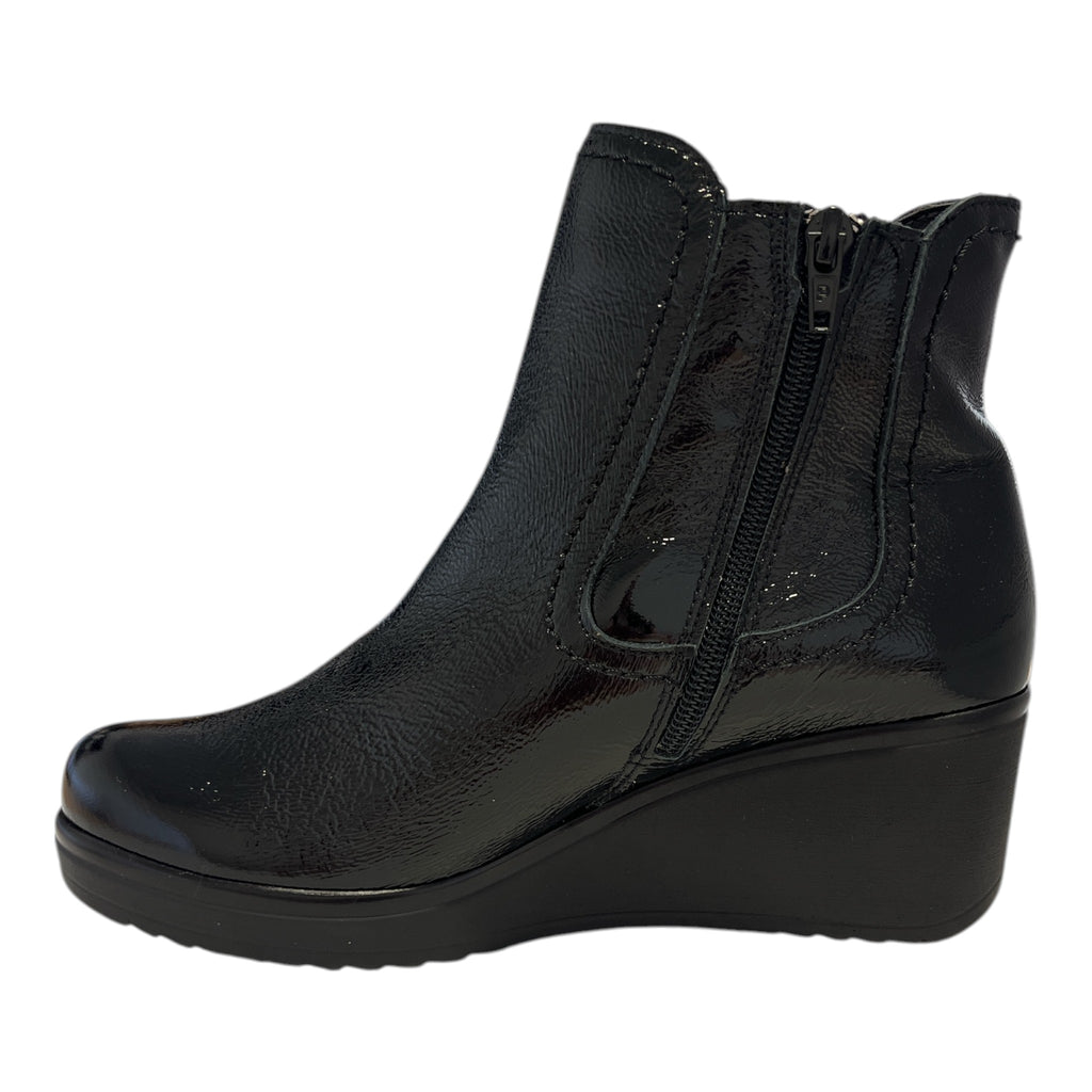 Pitillos Black Leather Wedge Boots 11.536