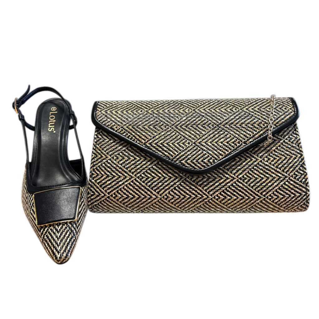 Lotus Solange Black Sling-Back Court Shoes