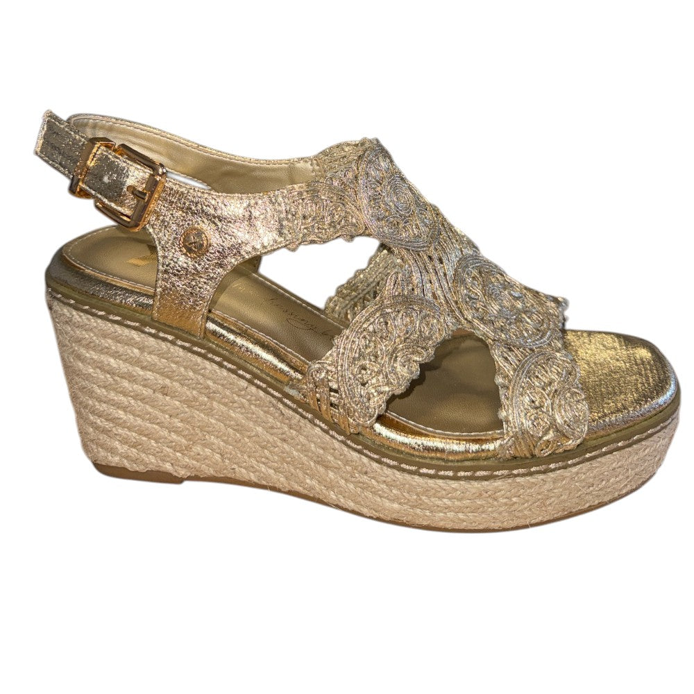 Xti 145476 Gold Espadrille Wedge Sandals