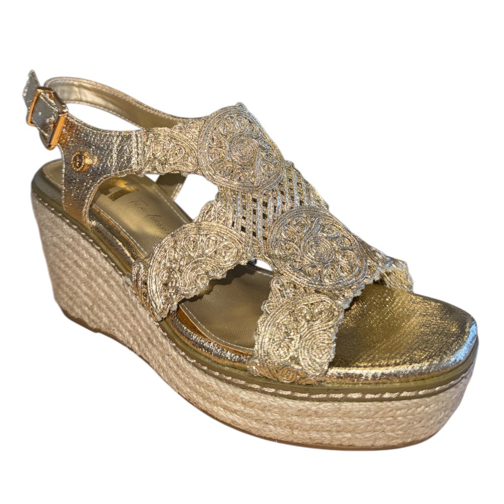 Xti 145476 Gold Espadrille Wedge Sandals