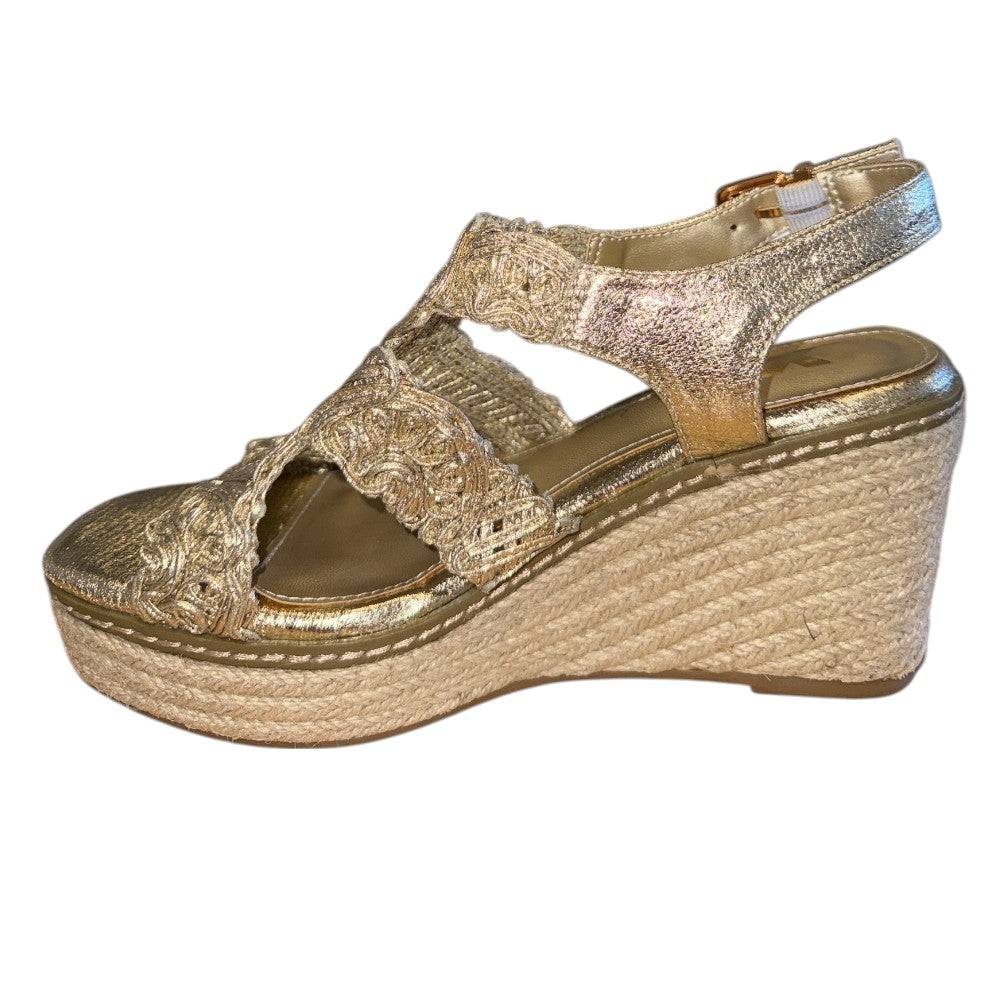 Xti 145476 Gold Espadrille Wedge Sandals