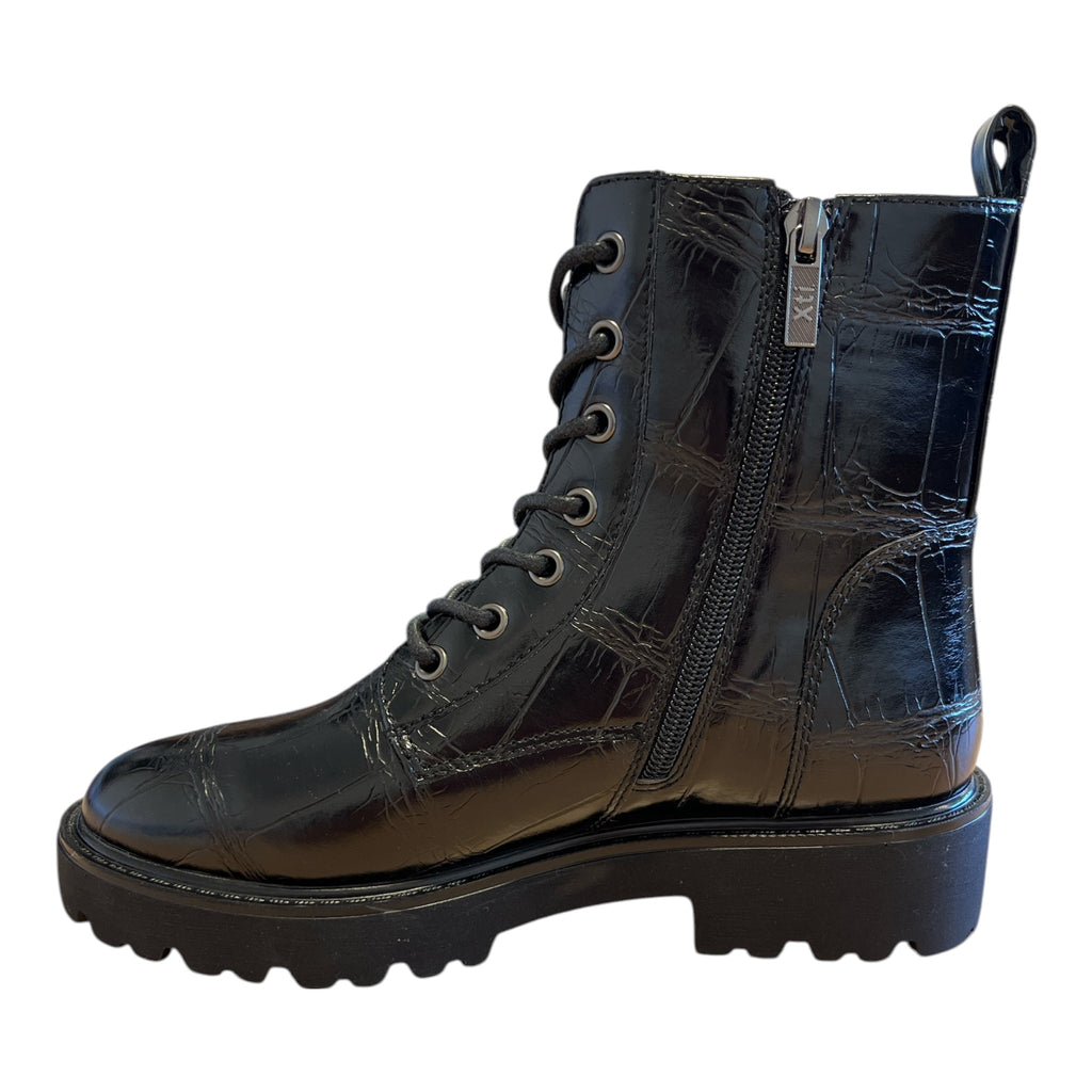Xti Black Croc Print Ankle Boots 146248