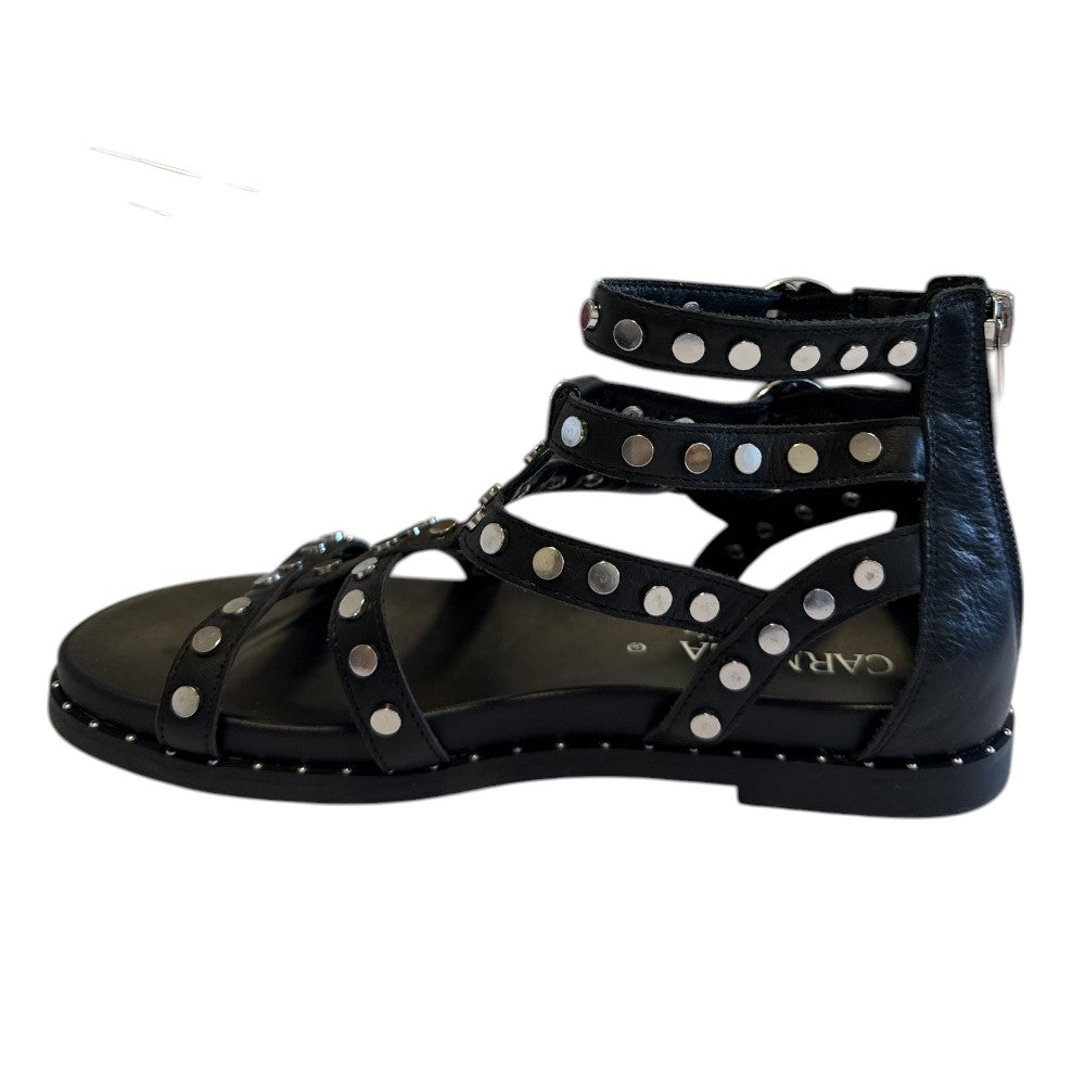 Carmela 163163 Black Flat Studded Sandals